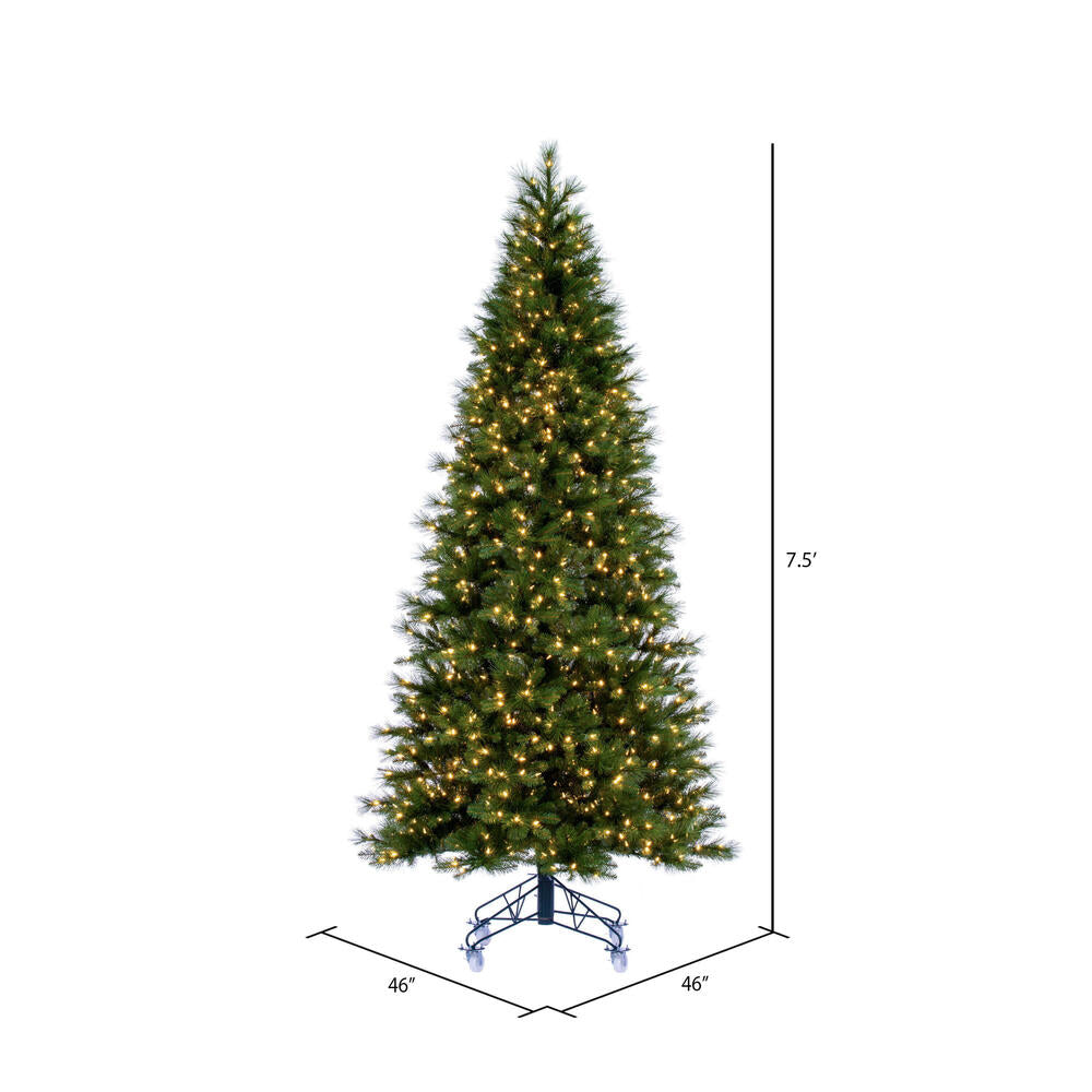 Vickerman 7.5' x 46" Jackson Pine Artificial Pre-Lit Christmas Tree Warm White Lights.