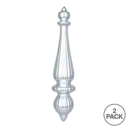 Vickerman 14" Silver Matte Finial Drop Ornament Pack of 2