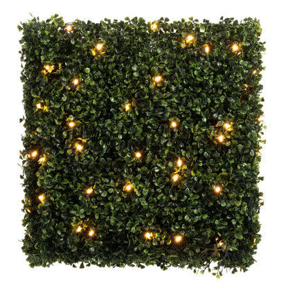 Vickerman 20" Artificial Boxwood Cube with 100 Warm White LED Lghts.