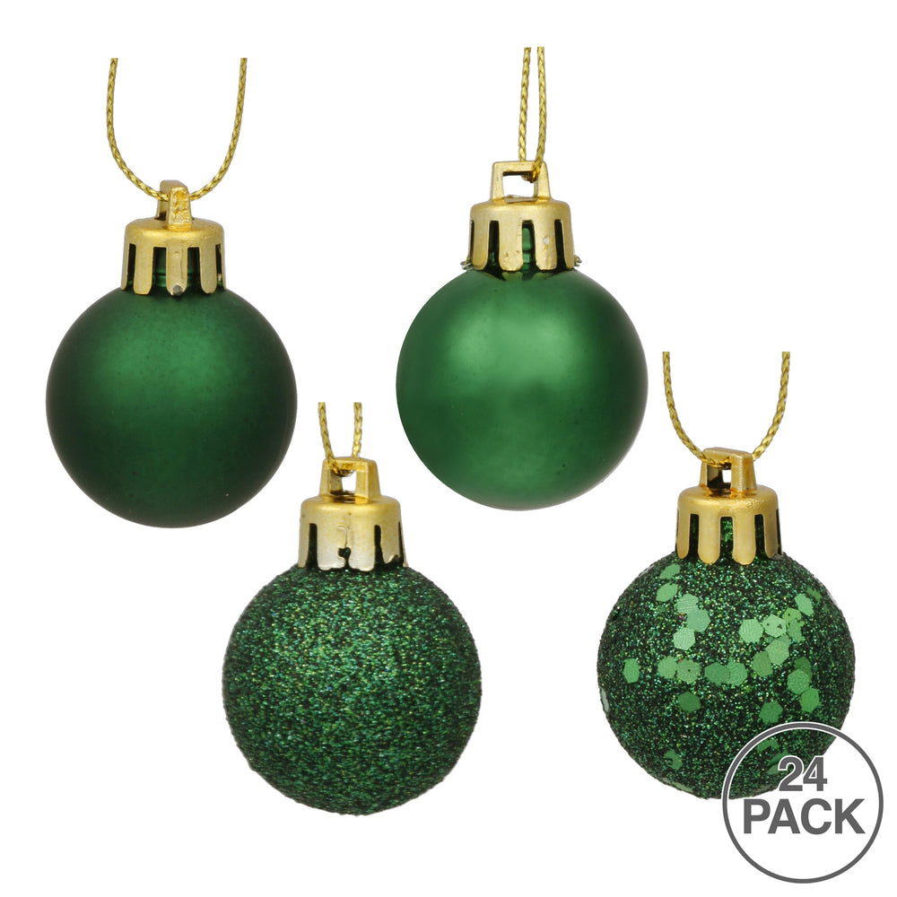 Vickerman 2.4" Emerald 4-Finish Ball Ornament Assortment 24 per Box