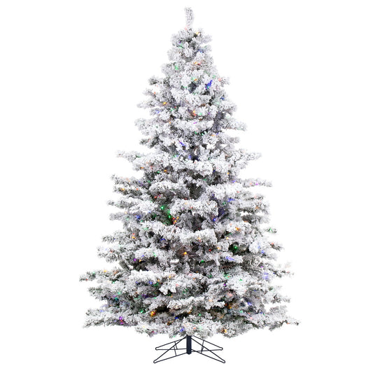 Vickerman 9' Flocked Alaskan Pine Artificial Christmas Tree Multi-Colored LED Dura-Lit lights