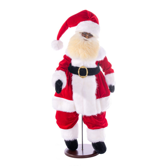 Vickerman 28" Red Traditional Velvet Dark Complexion Santa Doll with Stand. This Santa has glasses stand is removeable.