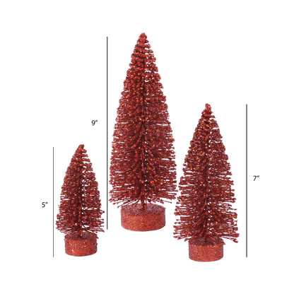 Vickerman 5"/7"/9" Red Glitter Oval Artificial Christmas Tree Unlit