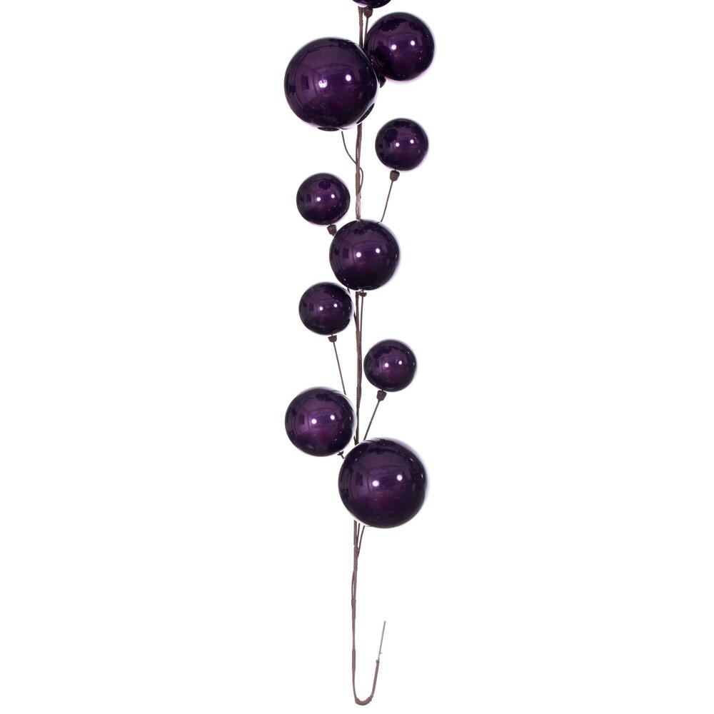 Vickerman 10' Plum Pearl Branch Ball Wire Garland.