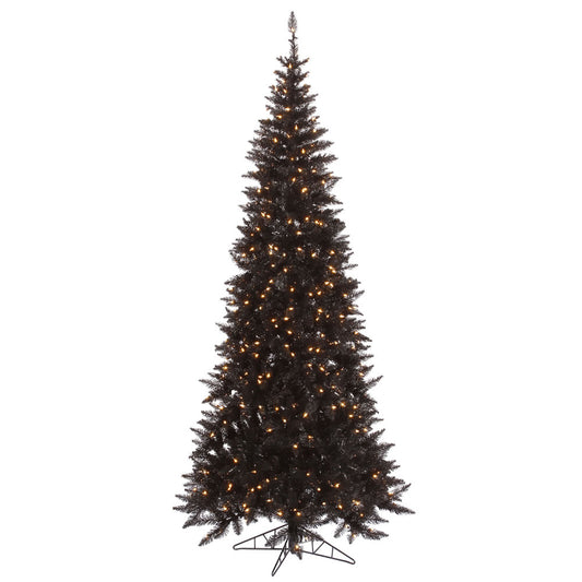 Vickerman 9' Black Fir Slim Artificial Christmas Tree Warm White Dura-lit LED Lights