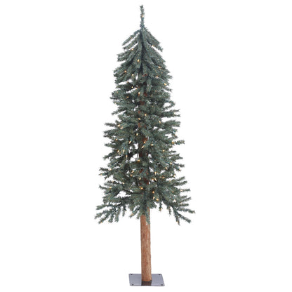 Vickerman 5' Natural Bark Alpine Artificial Christmas Tree Warm White Dura-lit LED Lights