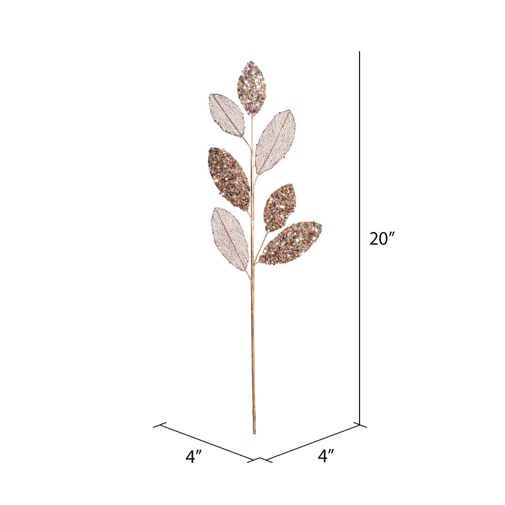 Vickerman 20" Chocolate Mesh Apple Leaf Artificial Christmas Spray. Includes 3 sprays per pack.