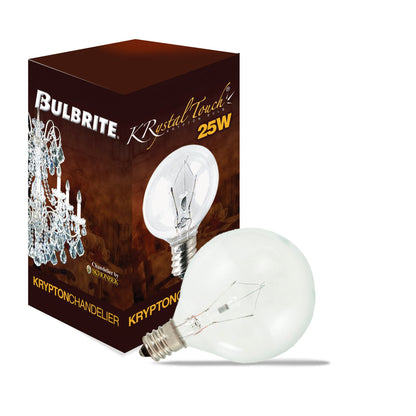 BULBRITE KRYPTON G16.5 CANDELABRA SCREW (E12) 25W DIMMABLE LIGHT BULB 2700K/WARM WHITE 20PK (461225)