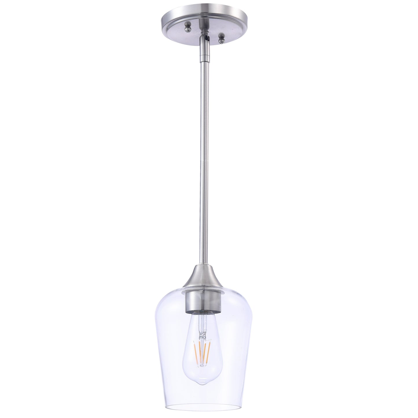 ASD Lighting Mini-Pendant with rod 1xE26 60W 120V Clear Glass, Nickel ETL