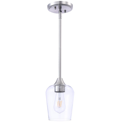 ASD Lighting Mini-Pendant with rod 1xE26 60W 120V Clear Glass, Nickel ETL