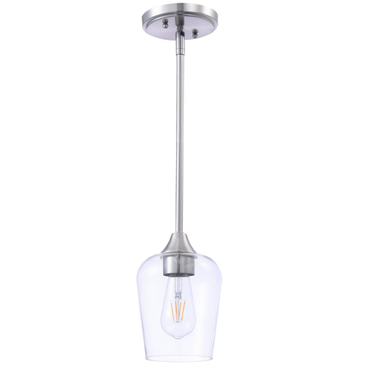 ASD Lighting Mini-Pendant with rod 1xE26 60W 120V Clear Glass, Nickel ETL