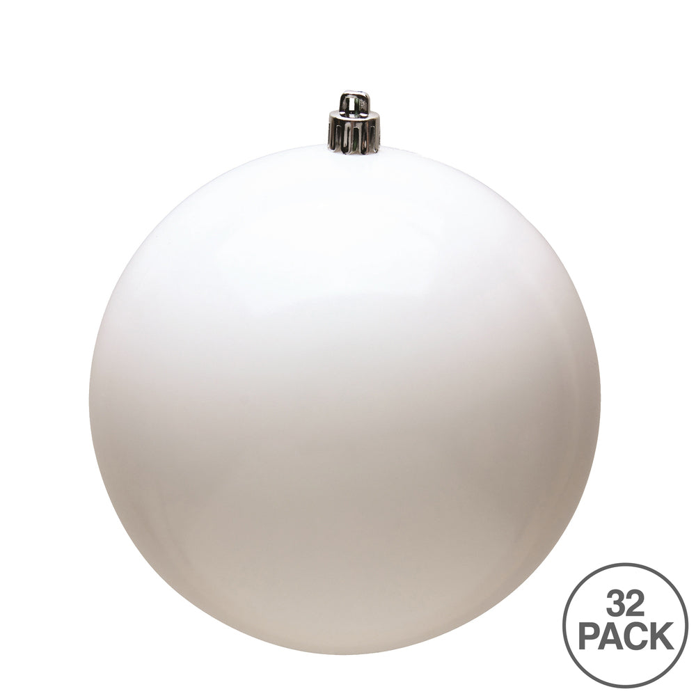 Vickerman 3" White Shiny Ball Ornament 32 per Box