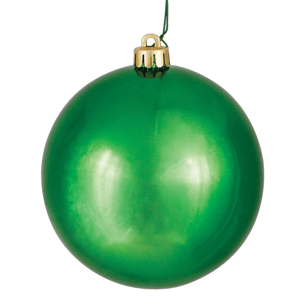 Vickerman 4.75" Green Shiny Ball Ornament 4 per Bag