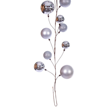 Vickerman 10' Silver Assorted Finish Branch Ball Ornament Garland.