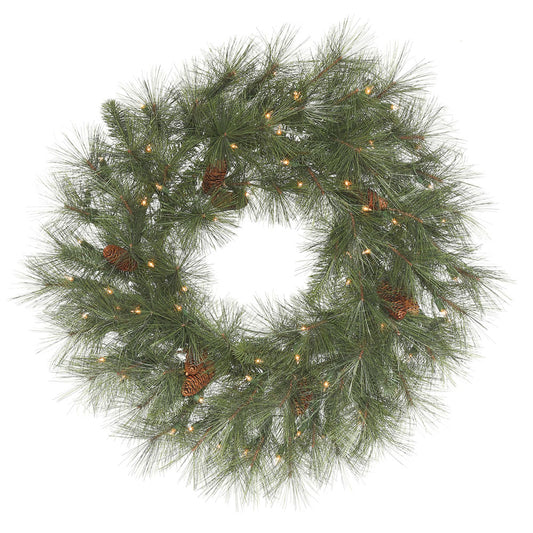 Vickerman 30" Artificial Nederland Mix Pine Wreath with 72 PLASTIC/NEEDLE tips and 70 Clear Dura-Lit® Incandescent Mini Lights
