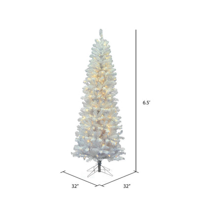 Vickerman 6.5' White Salem Pencil Pine Artificial Christmas Tree 300 Pure White LED Lights