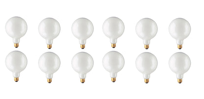 BULBRITE INCANDESCENT G40 MEDIUM SCREW (E26) 25W DIMMABLE LIGHT BULB 2700K/WARM WHITE 12PK (350025)