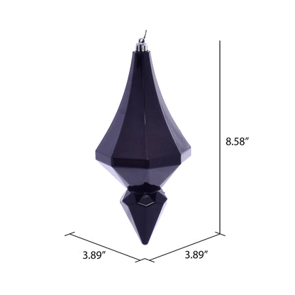 Vickerman 8" Black Candy Finish Diamond Finial Ornament Pack of 2