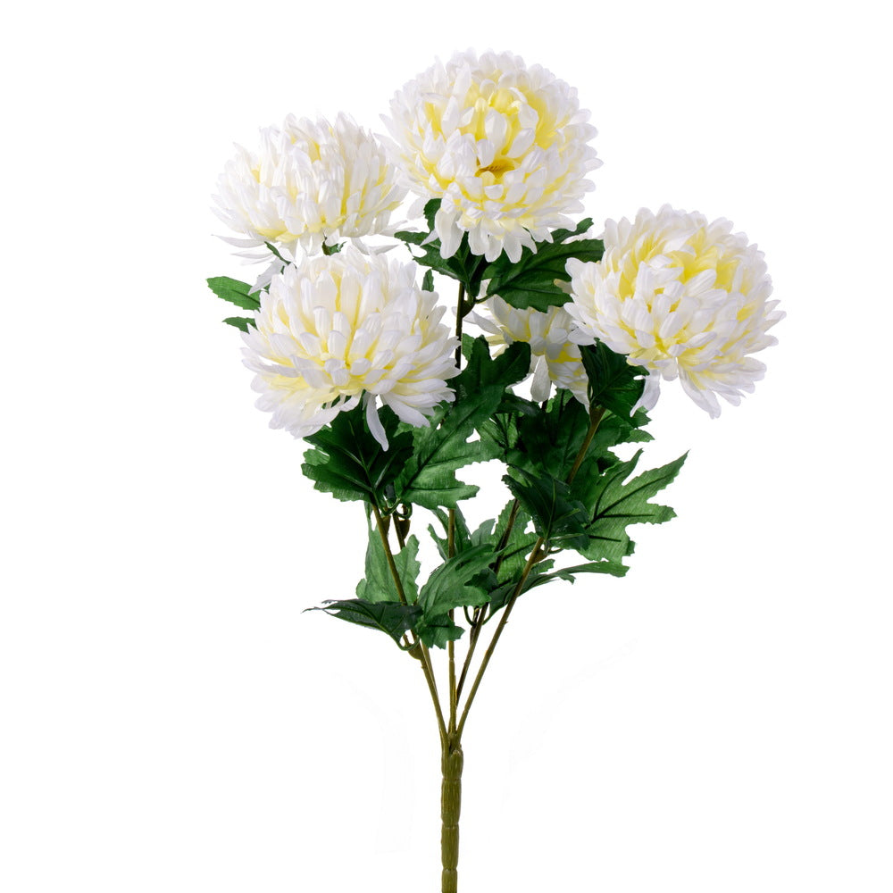Vickerman 23" Artificial White Yellow Mum Bush x 5
