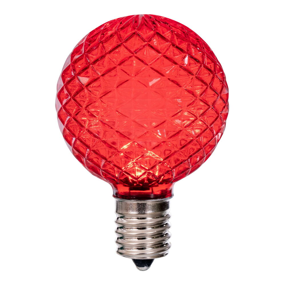 Vickerman G50 LED Red Replacement Bulb E17/C9 Nickel Base.120V .8 Watts package of 25