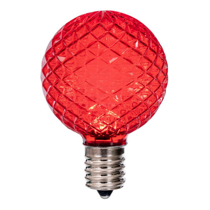 Vickerman G50 LED Red Replacement Bulb E17/C9 Nickel Base.120V .8 Watts package of 25