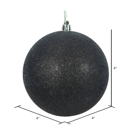 Vickerman 4" Black Glitter Ball Ornament 6 per Bag