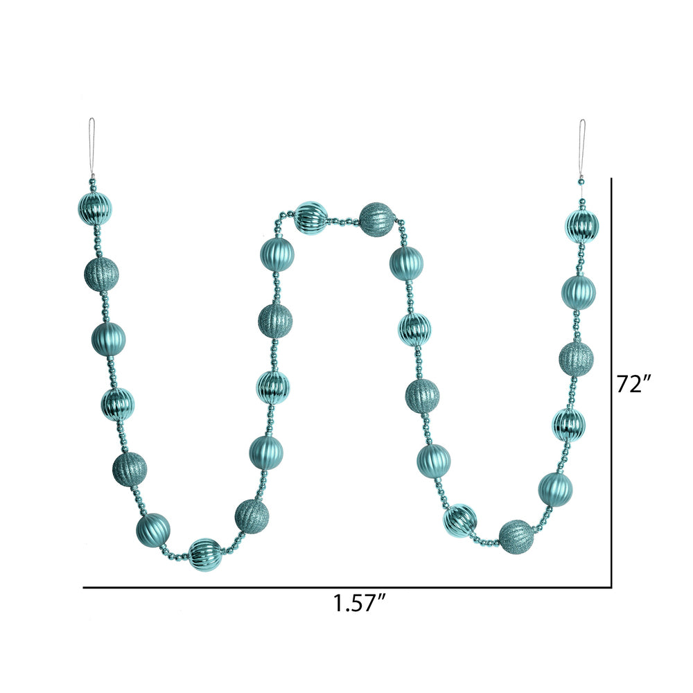Vickerman 6' Baby Blue Stripe Ball Ornament Christmas Garland