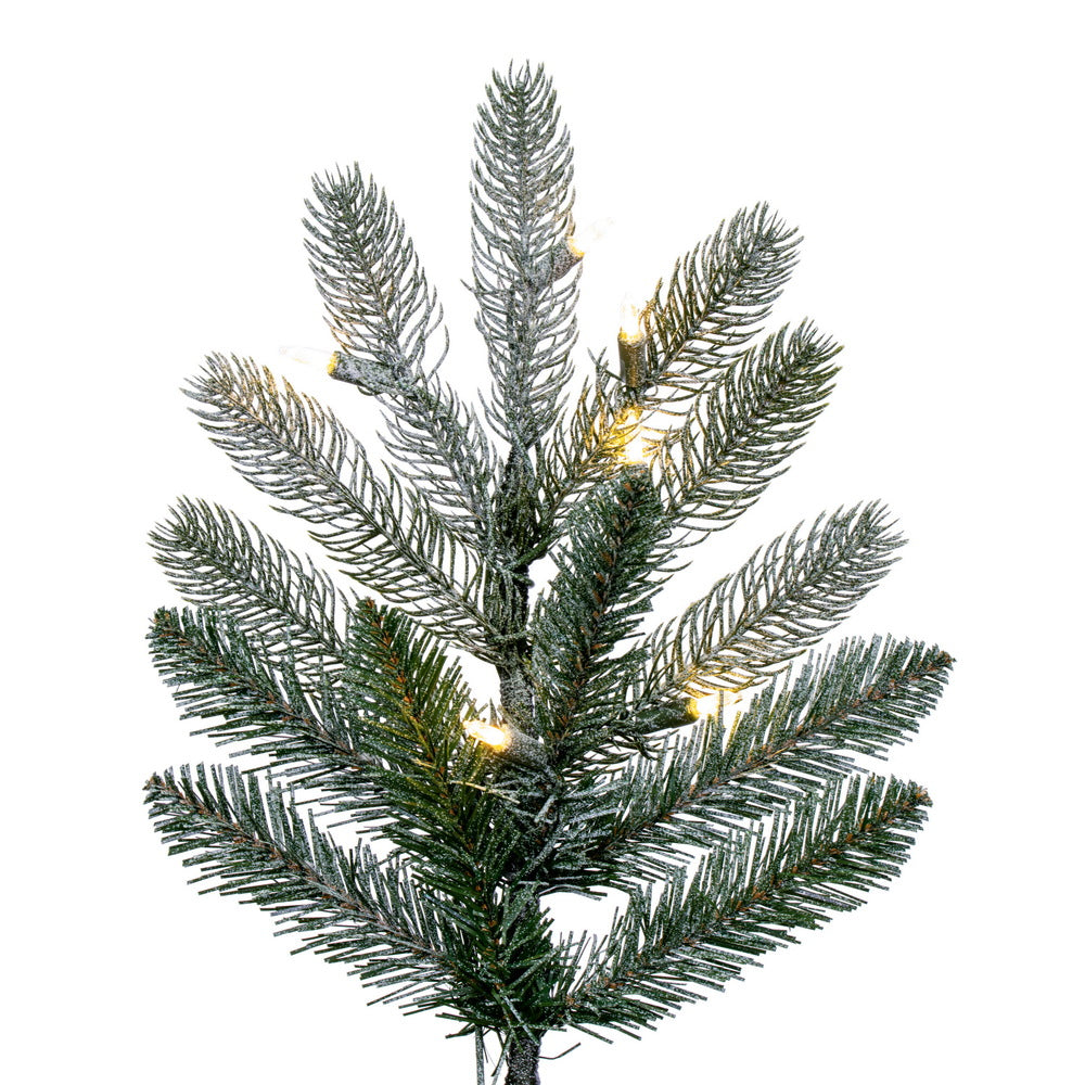 Vickerman 9' x 63" Frosted Danbury Spruce Artificial Pre-Lit Christmas Tree Warm White Lights.