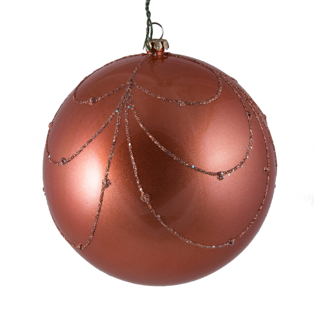 Vickerman 4.75" Coral Candy Finish Curtain Ornament with Glitter Accents 4 per Bag