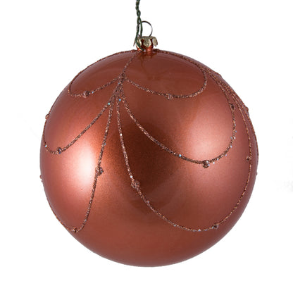 Vickerman 4.75" Coral Candy Finish Curtain Ornament with Glitter Accents 4 per Bag