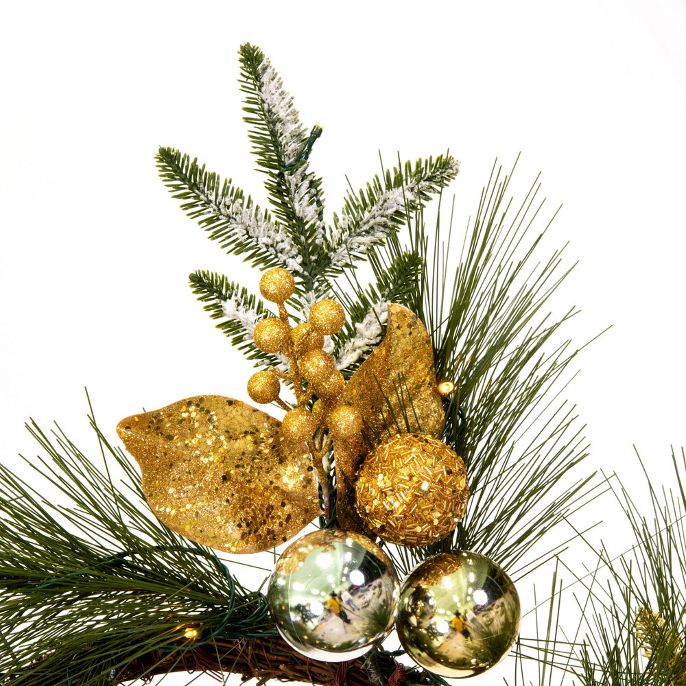 Vickerman 24" Artificial Christmas Wreath Battery Operated Warm White Lights