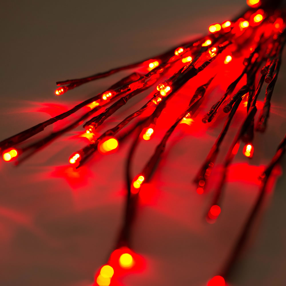 Vickerman 60 Red Wide Angle LED Twig Light Set on Brown Wire Pack of 3