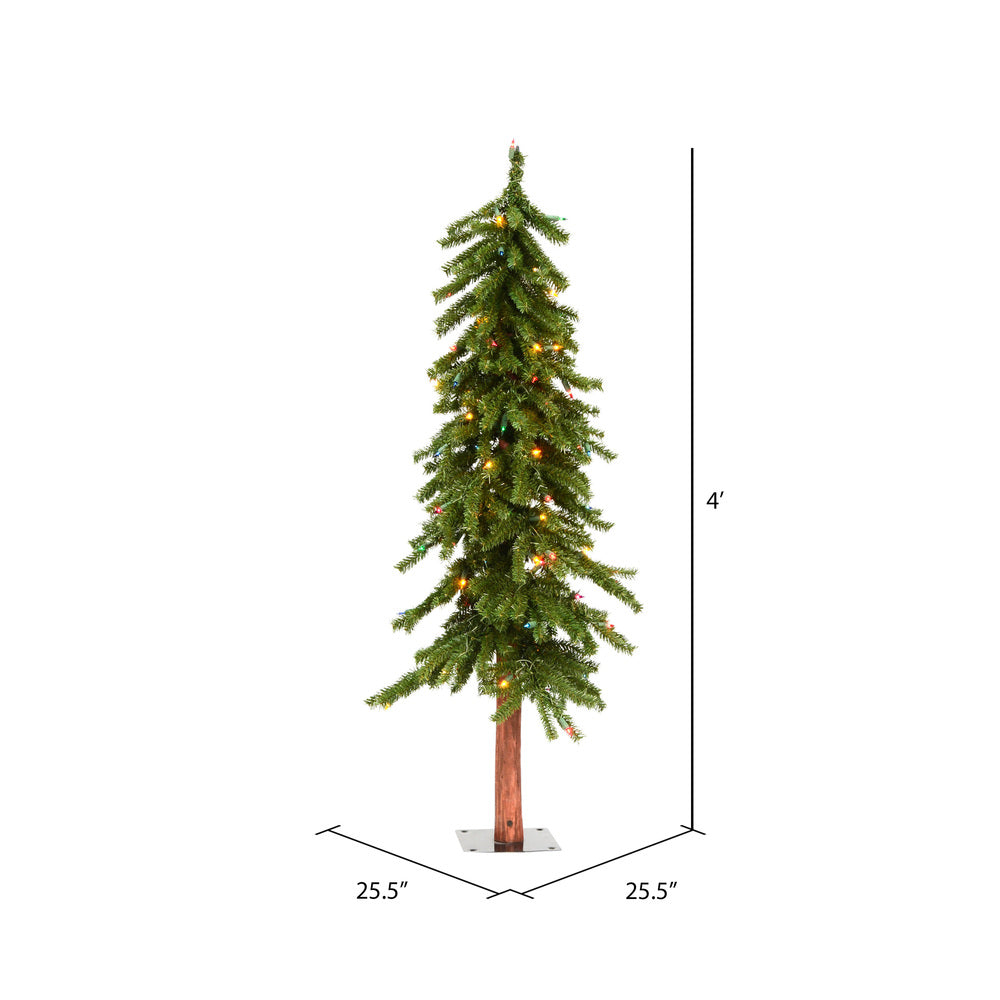 Vickerman 4' x 25.5" Natural Alpine Artificial Christmas Tree Multi-colored LED Lights.