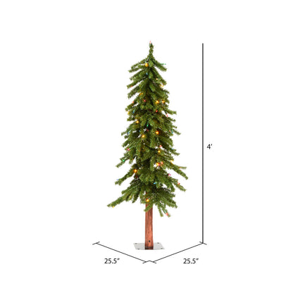 Vickerman 4' x 25.5" Natural Alpine Artificial Christmas Tree Multi-colored LED Lights.