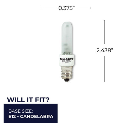 BULBRITE KRYPTON/XENON T3 CANDELABRA SCREW (E12) 60W DIMMABLE LIGHT BULB 2700K/WARM WHITE 2PK (473061)