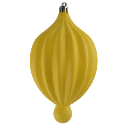 Vickerman 6.3" x 3.5"  Yellow Matte Lantern Ornament with drilled and wired caps. Comes 4/bag.