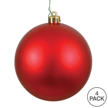 Vickerman 4.75" Red Matte Ball Ornament 4 per Bag
