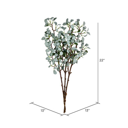 Vickerman 22" Artificial Gray Green Eucalyptus Branch Set of 3