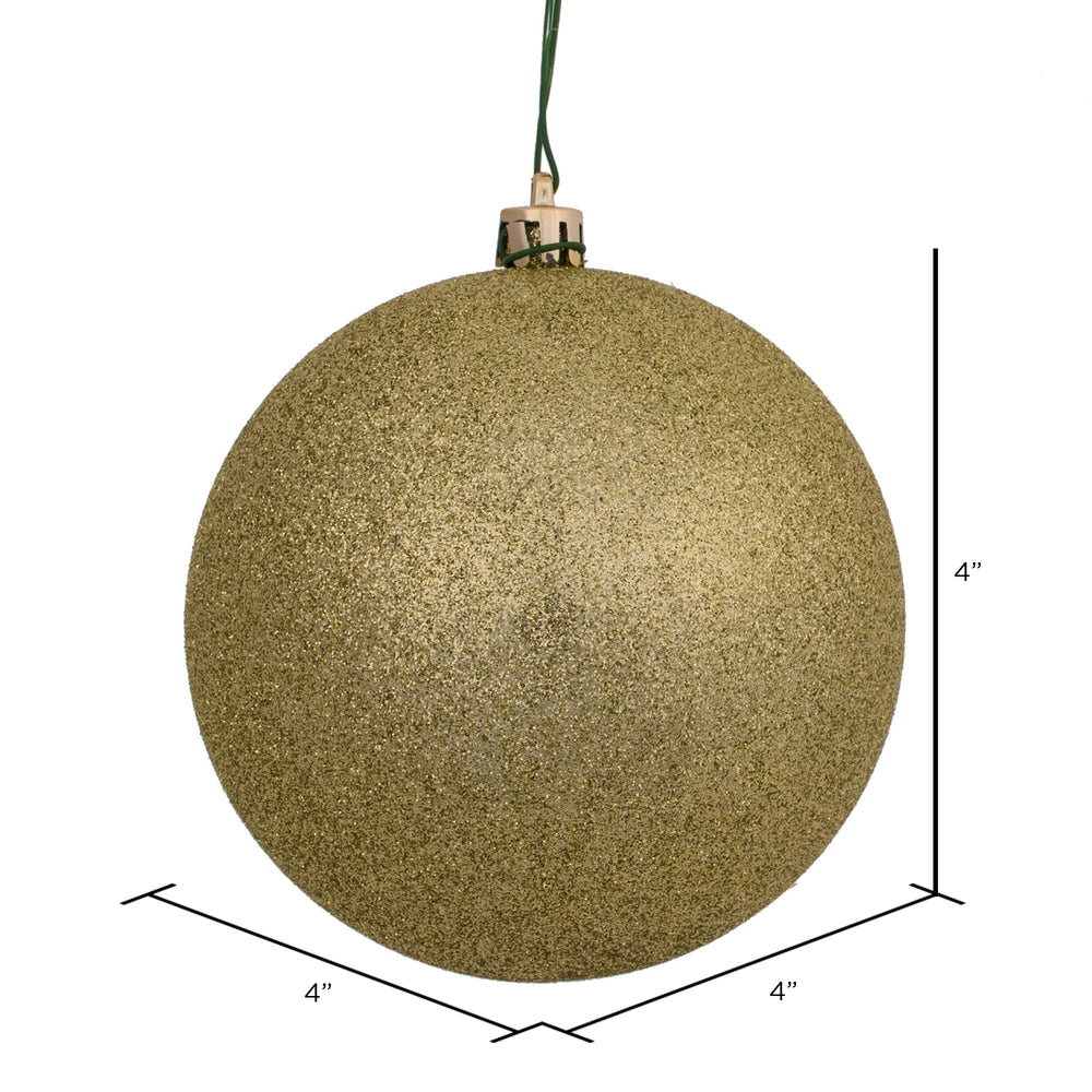 Vickerman 4" Champagne Glitter Ball Ornament 6 per Bag