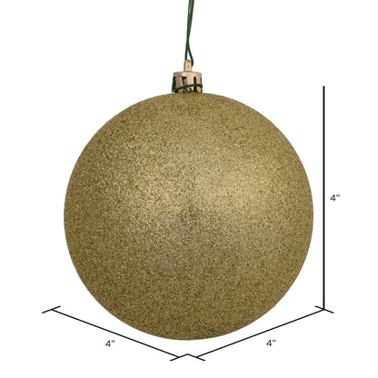 Vickerman 4" Champagne Glitter Ball Ornament 6 per Bag
