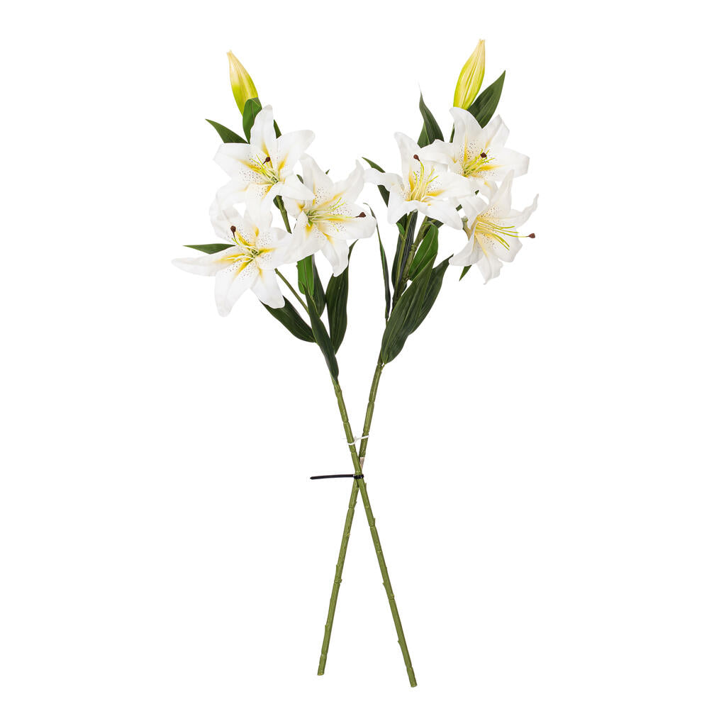 Vickerman 36'' Artificial White and Yellow Real Touch Lily Spray. Includes 2 sprays per pack.