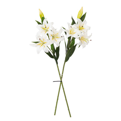 Vickerman 36'' Artificial White and Yellow Real Touch Lily Spray. Includes 2 sprays per pack.