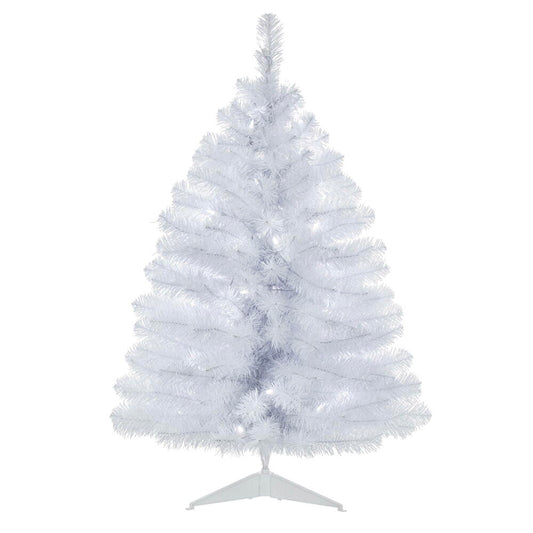 Vickerman 3' Crystal White Spruce Artificial Christmas Tree Warm White LED Lights