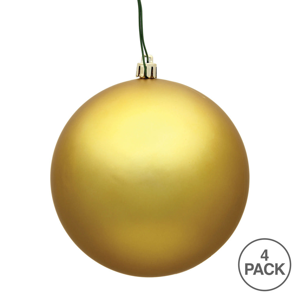 Vickerman 6" Gold Matte Ball Ornament 4 per Bag