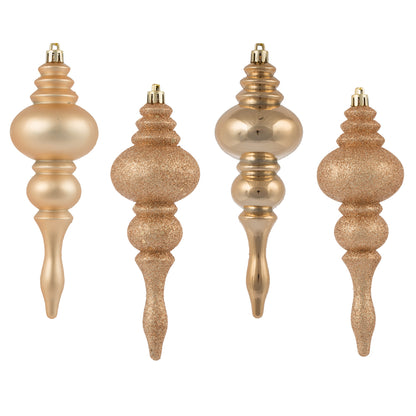 Vickerman 7" Café Latte 4-Finish Finial Ornament 8 per Box