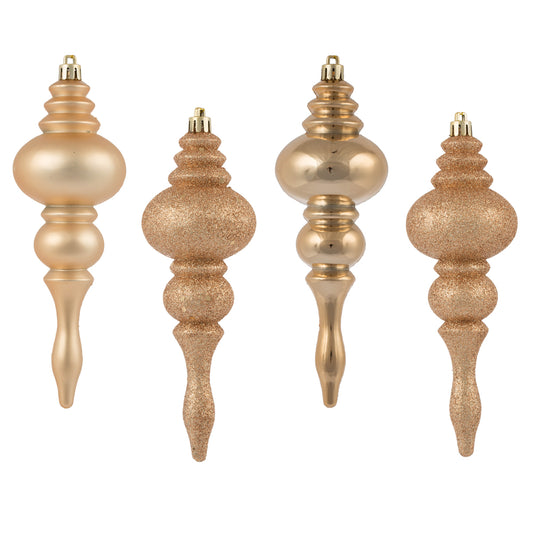 Vickerman 7" Café Latte 4-Finish Finial Ornament 8 per Box