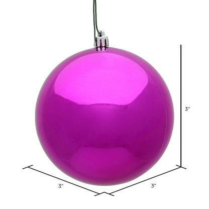 Vickerman 3" Fuchsia Shiny Ball Ornament 32 per Box