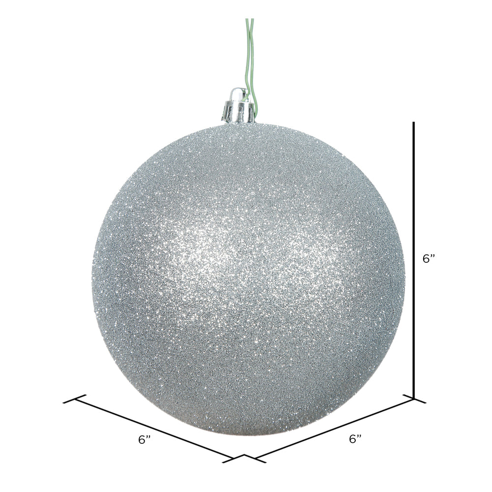 Vickerman 6" Silver Glitter Ball Ornament 4 per Bag