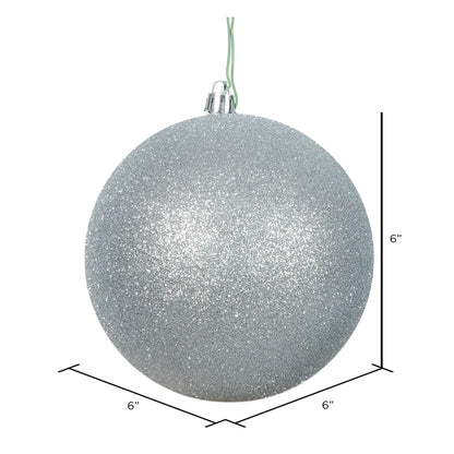 Vickerman 6" Silver Glitter Ball Ornament 4 per Bag
