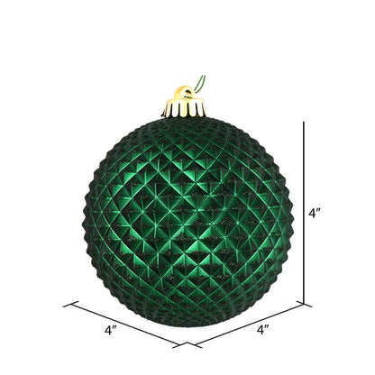 Vickerman 4" Midnight Green Durian Glitter Ball Ornament 6 per Bag